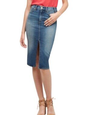 McGuire Anthropologie Marino Denim Pencil Skirt With Front Slit Size 24